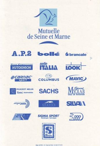 1997 Mutuelle de Seine-et-Marne #NNO David Delrieu Back